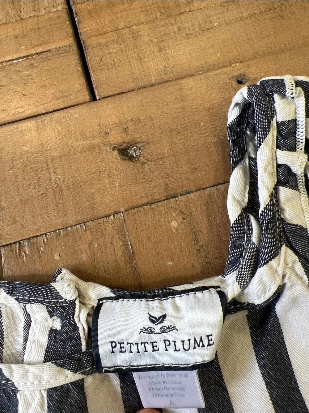 Petite plume navy stripes ruffle night gown girls size 8